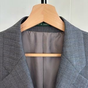 Lauren Ralph Lauren Gray Blue Stripe Wool 3 Button Sport Coat Blazer Men 40R